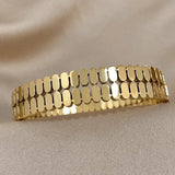 Doublelayer Oval Metal Beads Stainless Steel Bangle For Women