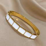 316L Stainless Steel Bracelets for Women Square Enamel Bangles