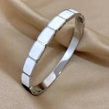 316L Stainless Steel Bracelets for Women Square Enamel Bangles