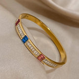 Colorful Zirconia Charm Bracelet Bangle for Women