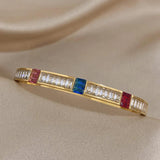 Colorful Zirconia Charm Bracelet Bangle for Women