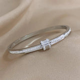 Stainless Steel Rhinestone Charm Bracelet Bangle for Women