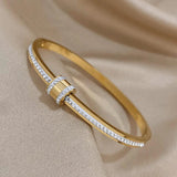 Stainless Steel Rhinestone Charm Bracelet Bangle for Women