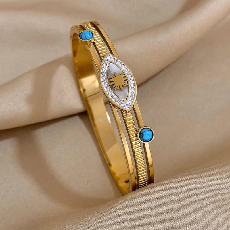 Stainless Steel Rhinestone Eye Bracelet Stone Charm Jewelry