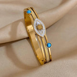 Stainless Steel Rhinestone Eye Bracelet Stone Charm Jewelry