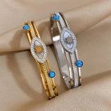 Stainless Steel Rhinestone Eye Bracelet Stone Charm Jewelry