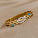 Stainless Steel Rhinestone Eye Bracelet Stone Charm Jewelry