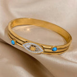 Stainless Steel Rhinestone Eye Bracelet Stone Charm Jewelry