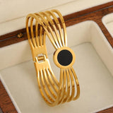 Chunky Acrylic Charm Roman Numerals Cuff Bracelet for Women