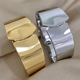 316L Stainless Steel Wide Bangle Bracelet Chunky Geometry Wrist Jewelry