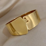 316L Stainless Steel Wide Bangle Bracelet Chunky Geometry Wrist Jewelry