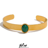 Green Aventurine Stainless Steel Cuff Bracelet