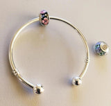 Tibetan Silver Charm Bead Cuff Bracelet Jewelry Gift SZ008