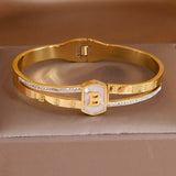 Stainless Steel Letter B Charm Bracelet for Women Punk Style Rust-proof