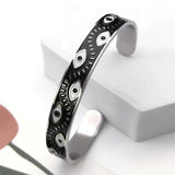 Evil Eye Open Cuff Bangle Stainless Steel Good Luck Jewelry