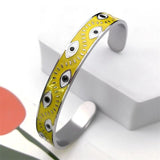 Evil Eye Open Cuff Bangle Stainless Steel Good Luck Jewelry