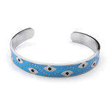 Evil Eye Open Cuff Bangle Stainless Steel Good Luck Jewelry