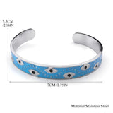 Evil Eye Open Cuff Bangle Stainless Steel Good Luck Jewelry