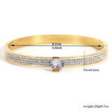 Rhinestone CZ Charm Steel Cuff Bracelet for Women