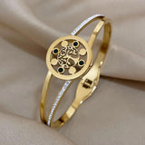 Stainless Steel Tree of Life Bangles Bracelets Green Zircon Charm Party Jewelry