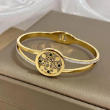 Stainless Steel Tree of Life Bangles Bracelets Green Zircon Charm Party Jewelry