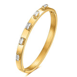 Zircon Stainless Steel Bracelet with Raised Face Inlay
