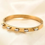 Zircon Stainless Steel Bracelet with Raised Face Inlay
