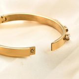 Zircon Stainless Steel Bracelet with Raised Face Inlay