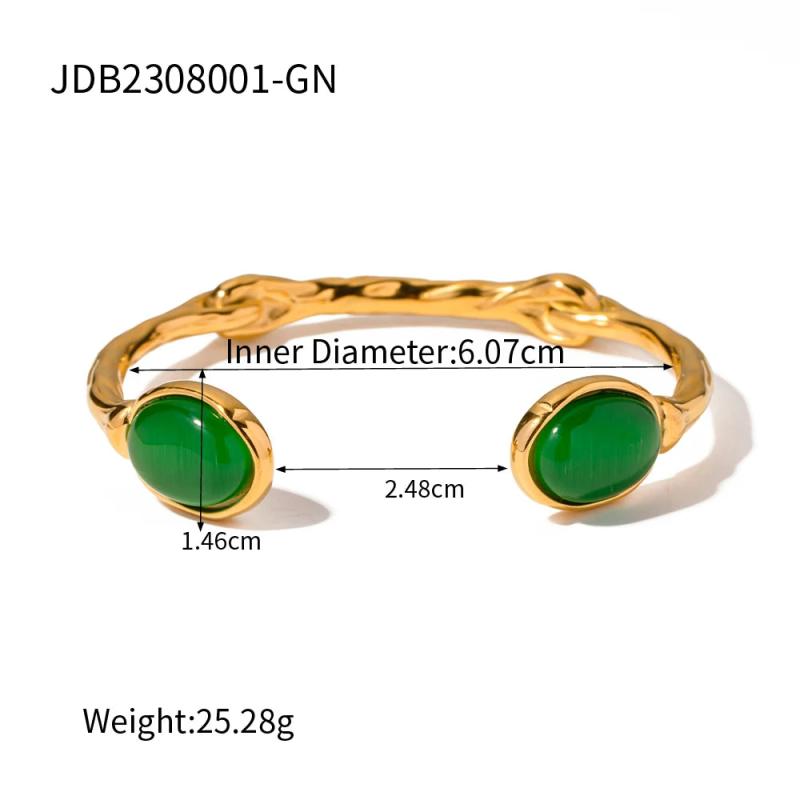 Waterproof Textured Cat's Eye Stone Inlay Bracelet