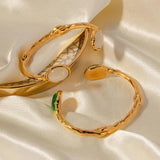 Waterproof Textured Cat's Eye Stone Inlay Bracelet