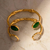 Waterproof Textured Cat's Eye Stone Inlay Bracelet