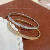 YOUNGX H Letter Zircon Bangle 14K Plated Crystal Charm Bracelet