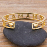 Mama Letter Love Cuff Bracelet Plated Rhinestone Charm Copper