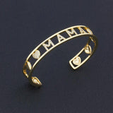 Mama Letter Love Cuff Bracelet Plated Rhinestone Charm Copper