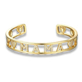 Mama Letter Love Cuff Bracelet Plated Rhinestone Charm Copper