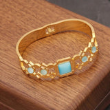 316L Stainless Steel Cat Eye Bangle Bracelet Retro Hollow Out Jewelry
