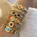 316L Stainless Steel Cat Eye Bangle Bracelet Retro Hollow Out Jewelry