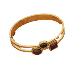 316L Stainless Steel Cat Eye Bangle Bracelet Retro Hollow Out Jewelry