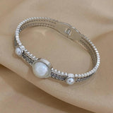 Stainless Steel Round Pearl Bangles Bracelets for Women