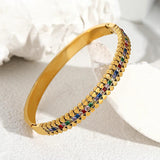 Stainless Steel Zirconia Charm Geometric Bangles Bracelets for Women