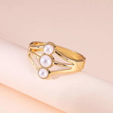 Geometry Pearl Charm Cuff Wide Bracelet for Women