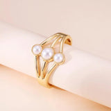 Geometry Pearl Charm Cuff Wide Bracelet for Women