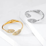 Leaf Shape Rhinstone Ladies Elastic Crystal Cuff Bracelet Bridal Stretch Charm