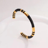 Bamboo Enamel Drop C Shape Enamel Bracelet Female Sense Titanium Steel Plated