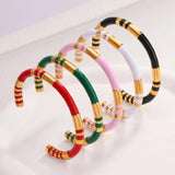 Bamboo Enamel Drop C Shape Enamel Bracelet Female Sense Titanium Steel Plated