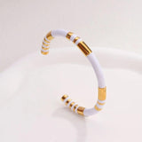 Bamboo Enamel Drop C Shape Enamel Bracelet Female Sense Titanium Steel Plated