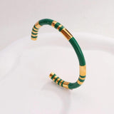 Bamboo Enamel Drop C Shape Enamel Bracelet Female Sense Titanium Steel Plated