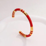 Bamboo Enamel Drop C Shape Enamel Bracelet Female Sense Titanium Steel Plated