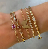 Geometric CZ Heart Stones Bangles 60mm Bracelet for Women