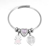 Pandoraer DIY Bangle Stainless Steel Child Charms Adjustable Bracelet